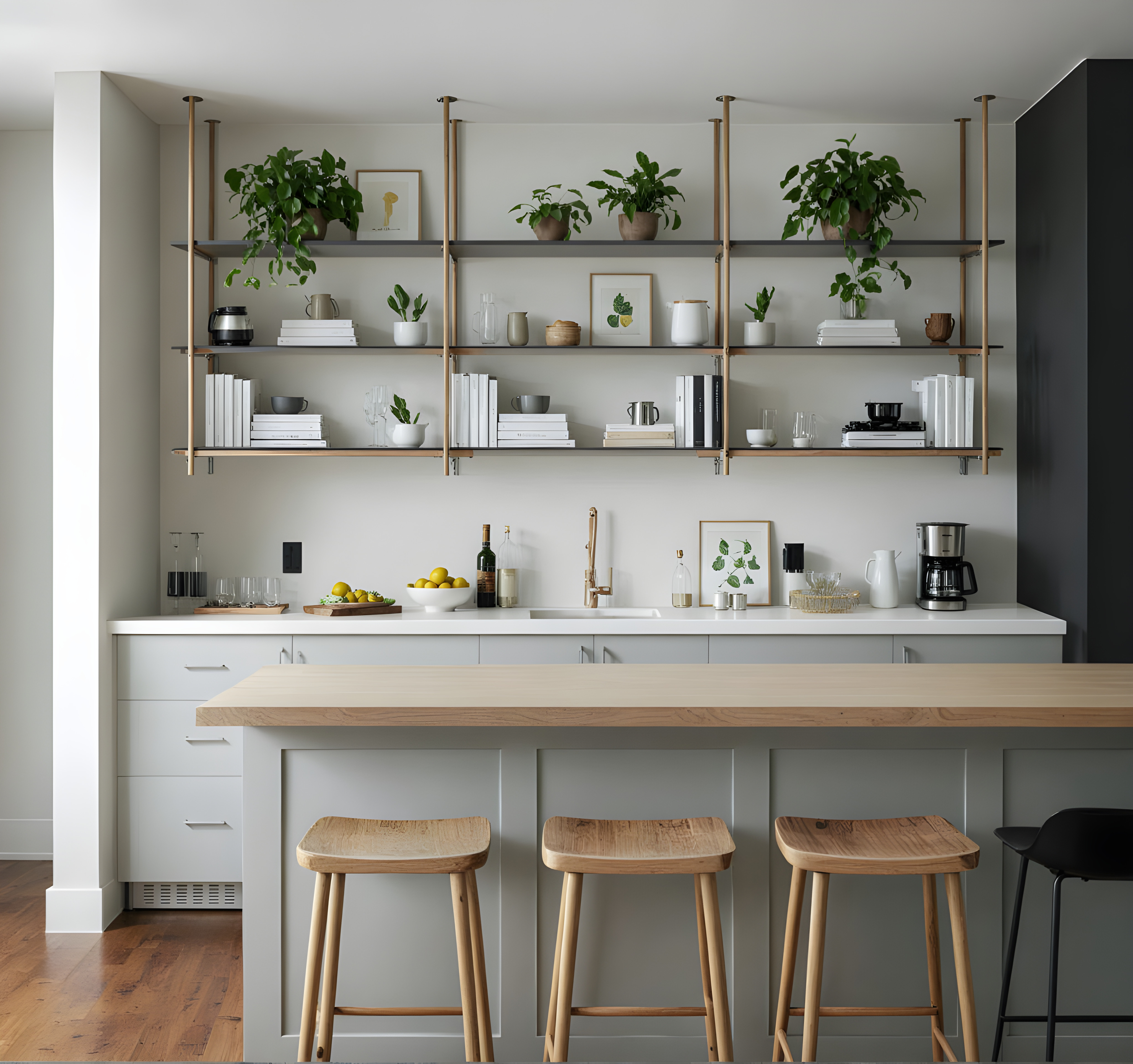 Modular brass shelving system