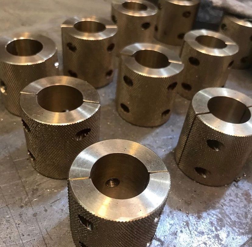 Machined brass fittings in the workshop